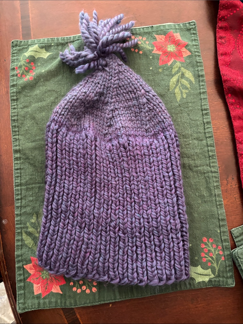 Kids Cozy Purple Knit Pom Hat